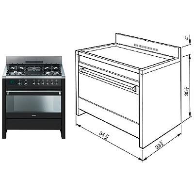 Smeg 36 inch, Freestanding Dual-Fuel Range A1AU6 IMAGE 2