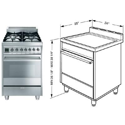 Smeg 24 inch Freestanding dual-fuel Range CE6GPXU IMAGE 2