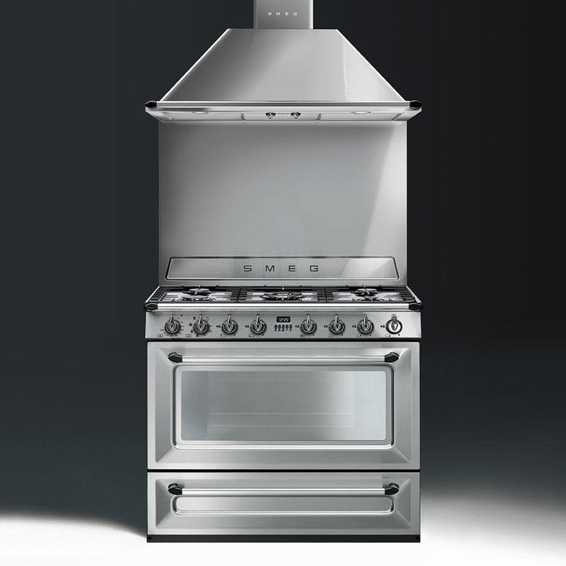 Smeg 36-inch Freestanding Dual-Fuel Range TRU90X IMAGE 2