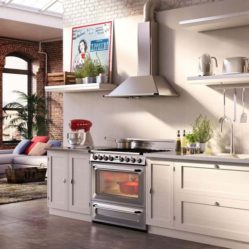 Smeg 36-inch Freestanding Dual-Fuel Range TRU90X IMAGE 4