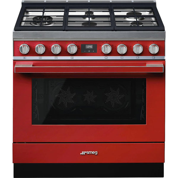 Smeg 36-inch Freestanding Dual-Fuel Range CPF36UGMR IMAGE 1