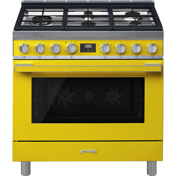 Smeg 36-inch Freestanding Dual-Fuel Range CPF36UGMYW IMAGE 1