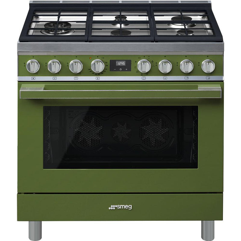 Smeg 36-inch Freestanding Dual-Fuel Range CPF36UGMOG IMAGE 1