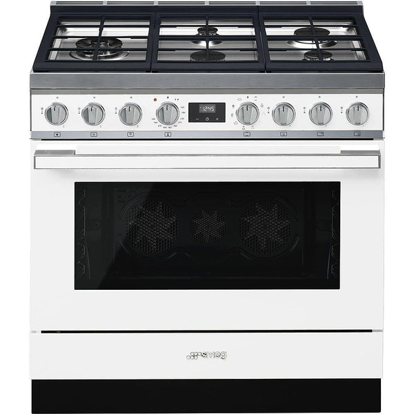 Smeg 36-inch Freestanding Dual-Fuel Range CPF36UGMWH IMAGE 1