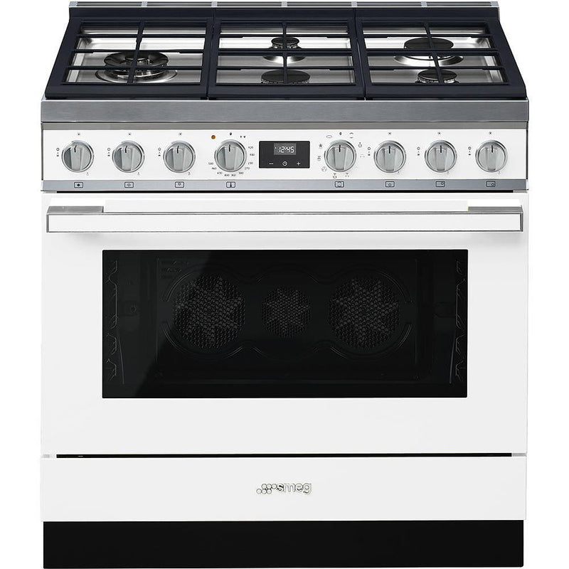 Smeg 36-inch Freestanding Dual-Fuel Range CPF36UGMWH IMAGE 1