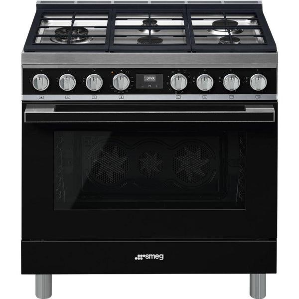 Smeg 36-inch Freestanding Dual-Fuel Range CPF36UGMBL IMAGE 1