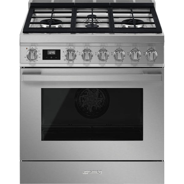 Smeg 30-inch Freestanding Dual-Fuel Range with True European Convection CPF30UGMX IMAGE 1