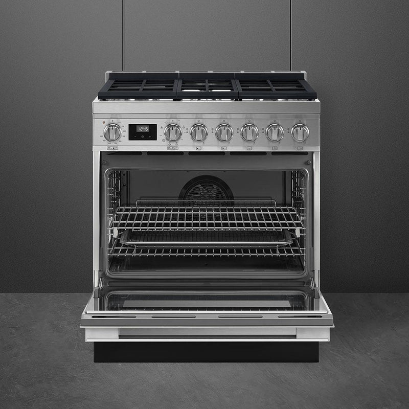 Smeg 30-inch Freestanding Dual-Fuel Range with True European Convection CPF30UGMX IMAGE 2