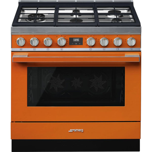 Smeg 36-inch Freestanding Dual-Fuel Range CPF36UGMOR IMAGE 1