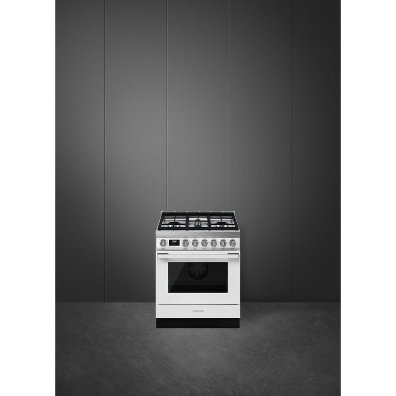 Smeg 30-inch Freestanding Dual-Fuel Range with True European Convection CPF30UGMWH IMAGE 2