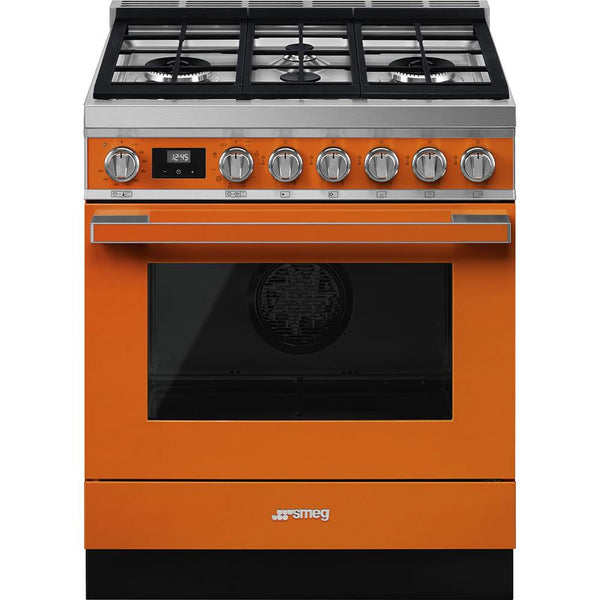 Smeg 30-inch Freestanding Dual-Fuel Range with True European Convection CPF30UGMOR IMAGE 1