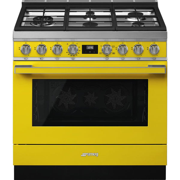 Smeg 36-inch Freestanding Gas Range with Triple Convection CPF36UGGYW IMAGE 1