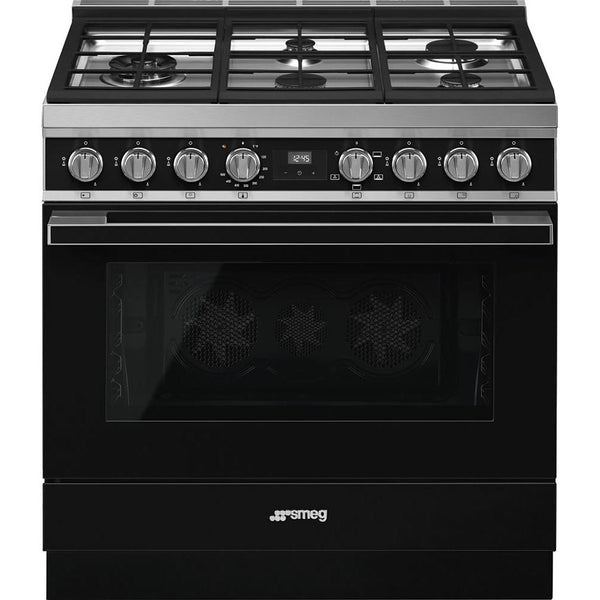 Smeg 36-inch Freestanding Gas Range with Triple Convection CPF36UGGBL IMAGE 1