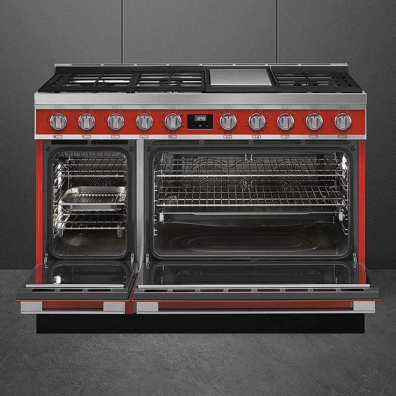 Smeg 48-inch Freestanding Dual-Fuel Range with True European Triple Convection CPF48UGMR IMAGE 2