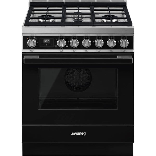 Smeg 30-inch Freestanding Gas Range with CPF30UGGBL IMAGE 1