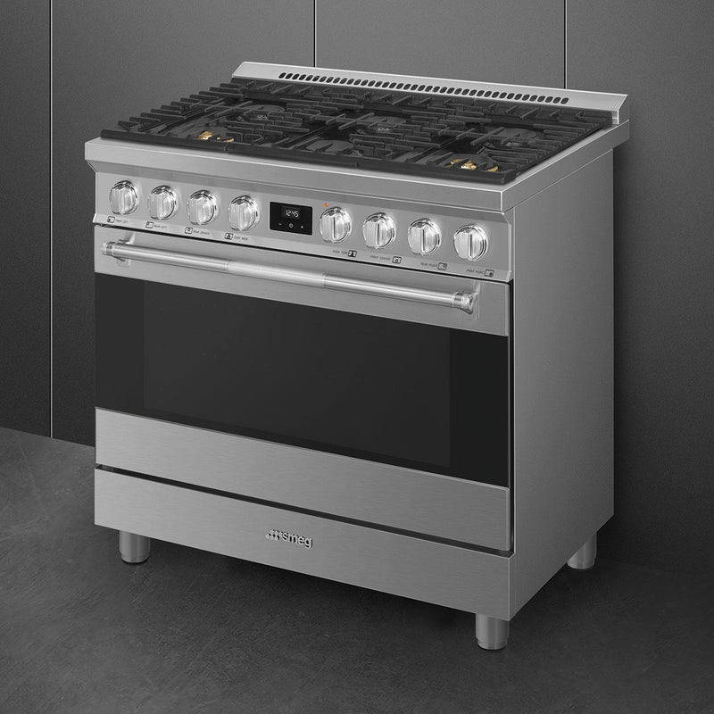 Smeg 36-inch Freestanding Gas Range with Convection Technology SPR36UGGX IMAGE 3