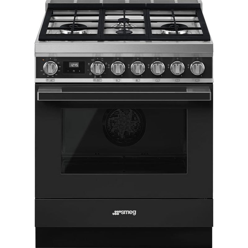 Smeg 30-inch Freestanding Dual-Fuel Range with True European Convection CPF30UGMANBF IMAGE 1