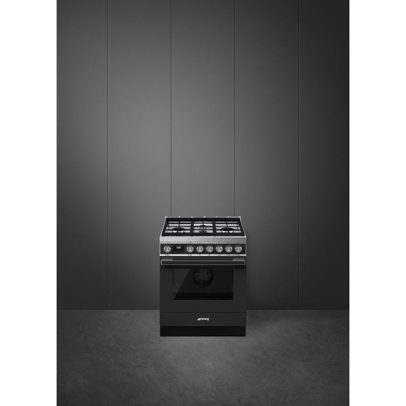 Smeg 30-inch Freestanding Dual-Fuel Range with True European Convection CPF30UGMANBF IMAGE 2