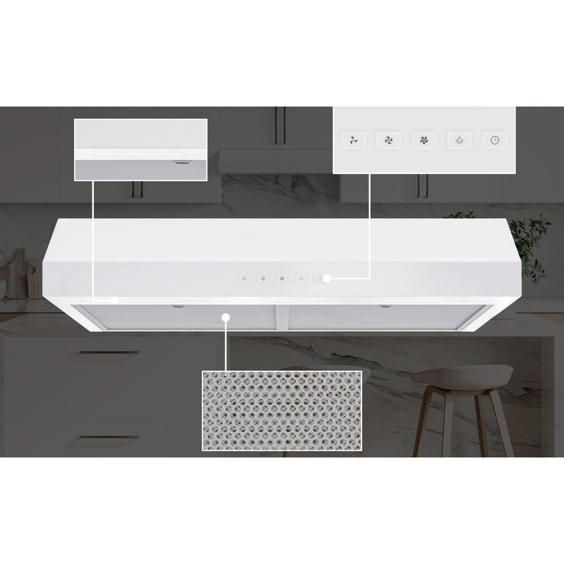 Broan 30-inch Glacier GLA2 Series Under-Cabinet Range Hood GLA2303WW IMAGE 2