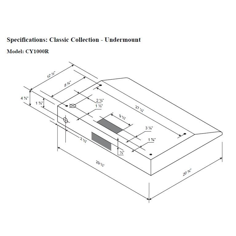 Cyclone 30-inch Under-Cabinet Range Hood CY1000R Black IMAGE 2