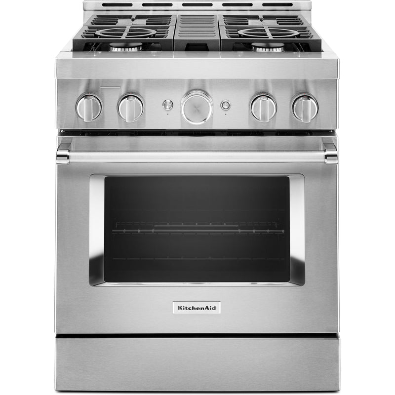 KitchenAid 30-inch Freestanding Gas Range with Even-Heat™ True Convection KFGC500JSS IMAGE 1