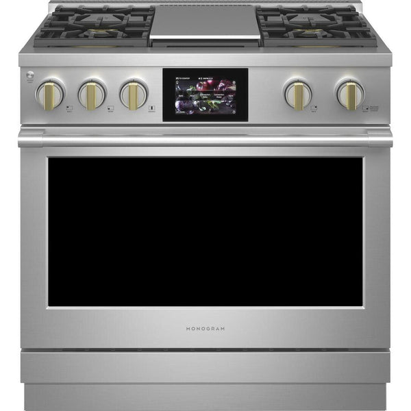 Monogram 36-inch Freestanding Dual-Fuel Range with True European Convection ZDP364NDTSS IMAGE 1